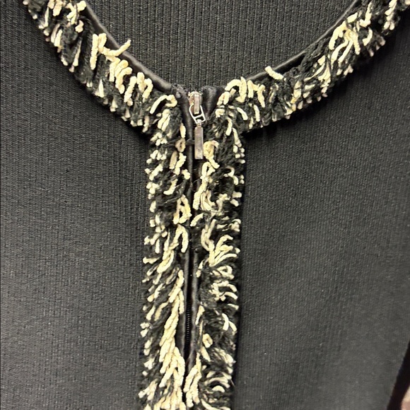 Cache brand - Woman sweater zip up with stretch fringe trim cardigan size L - Picture 3 of 10